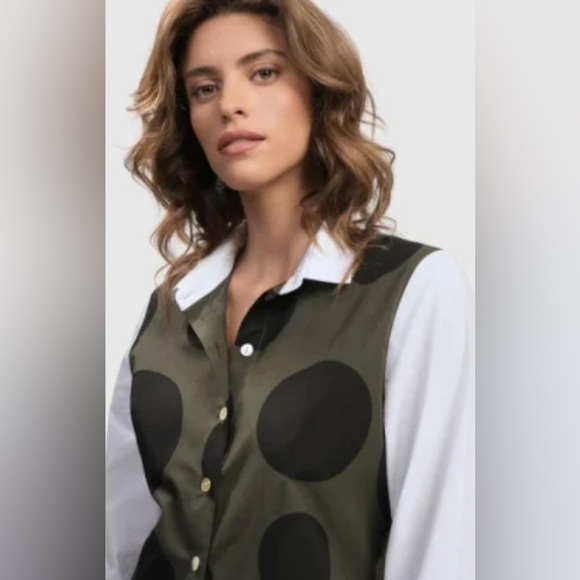 NWT URBAN BY ALEMBIKA URBAN DOTS
BUTTON DOWN SHIRT, Green - Picture 4 of 8